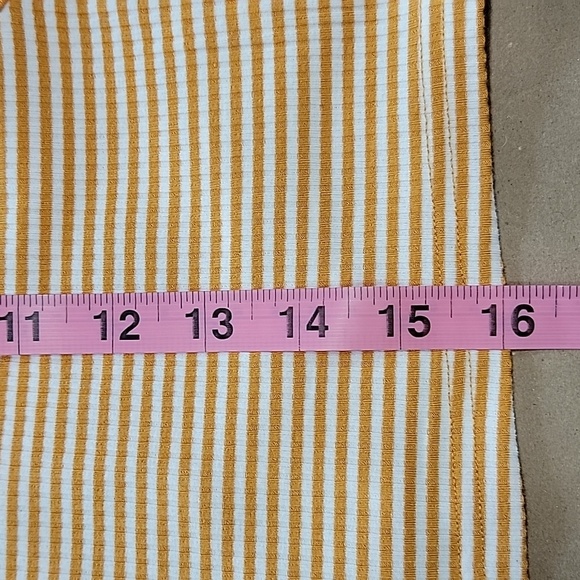 Forever 21 Golden Yellow & White Striped Criss Cross Ladder Back Cropped Tank - Picture 8 of 12